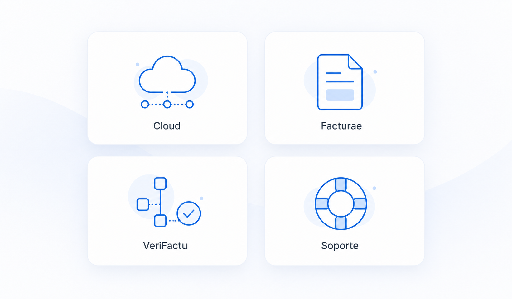 Tarjetas de Cuadrik sobre cloud, Facturae, VeriFactu y soporte